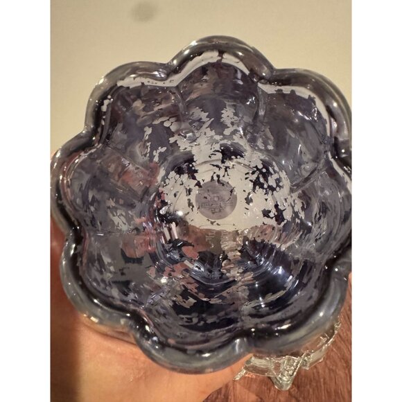 Fitz and Floyd Glass Candle Holder Periwinkle Fleck Small Votive Tea Light Decor - Picture 6 of 8